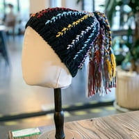 TONGL zimski šešir etnički stil ne-alergenski pleteni vuneni pleteni pleteni pleteni petičarski šešir