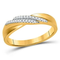 Ženska solidna 10KT Žuta zlatna okrugla Diamond Dvostruki robovi Crossover BAND prsten CTTW Veličina