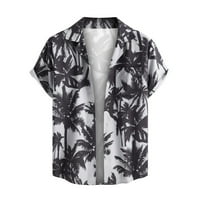 Zkozptok Hawiijske majice za muškarce cvjetne tiskane majice kratki rukav srušio dugme Down džepovi Cardigan ljetni plažni tinejdžeri, crni, xxl