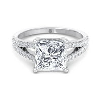 Dallas - Moissite Princess Cut Lab Diamond Angažman prsten sa dvostrukim opsegom i sidestom