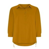 Dužine za majice dolje za bluzu rever na vratu Žene labave tuničke košulje Radne narančaste l