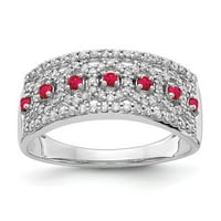 14k bijeli zlatni prsten za prsten gustine rubin okrugli crveni dijamant, veličine 8