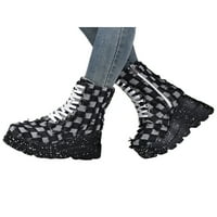 Welliumy Womenske cipele sa gležnjače Platforma modna bočna strana zip klipe na petu plijene na otvorenom