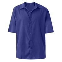 Muška ljetna majica casual ljetni gumb dolje posteljina majica s kratkim rukavima pamučna plaža na vrhu