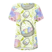 Fonwoon Esster Day ženske dame O-izrez Lood Tops casual tiskane majice s kratkim rukavima, ljetni plus