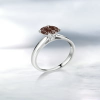 Gem Stone King 10k bijeli zlatni pasijans prsten sa okruglim maštovitim smeđim cirkonijom