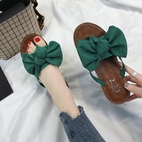 Ženska modna čvrsta boja luk kravate ravne pete sandale papuče plaže cipele zelene boje