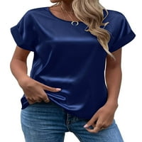 Sanviglor Women majica Majica kratkih rukava Solidna boja Ljetni vrhovi Casual Tunika Bluza Radni pulover