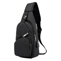 Torba za snimke za muškarce Žene rame ruksačke torbe grudi Crossbody Daypack s USB kablom za planinarenje kampova Vanjski izlet, crni