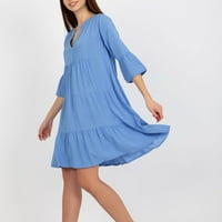 EFSTEB Ljetne haljine za ženske haljine od pune boje V-izrez Trendi sandresses haljina od pola rukava