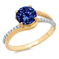 1.72ct okrugli rez plavi simulirani tanzanite 18k bijelo žuto zlato graviranje izjava godišnjica angažmana vjenčana prstena veličine 10.5