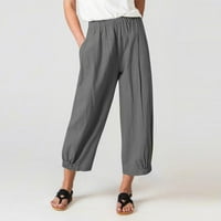 Posteljine hlače za žene labave fit casual pantalone čišćenje prodaje moći ženske ležerne boje čvrste