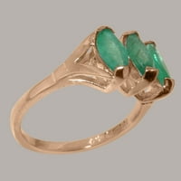 Britanci napravio je 10k ružični zlatni prirodni smaragdni prsten za uključivanje žena - Opcije veličine