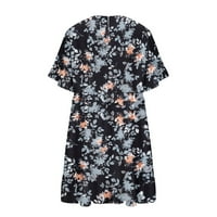 Ženska plus veličina udobnost rubf edge maxi haljina trendi cvjetni ispisani dressivni ljetni ruffle