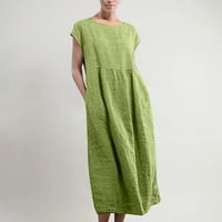 Ljetne haljine za žene Čvrsto posteljinu labav bager kaftan dugi haljina omotača bez rukava s rukavima