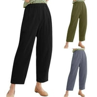 Ženske hlače od pamučne posteljine labave jednostavne pamučne posteljine casual pantalone casual pantalone