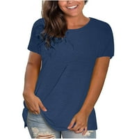 Floleo Tops Clearence Women's Plus-size SOLISTI O-izrez labav majica kratkih rukava