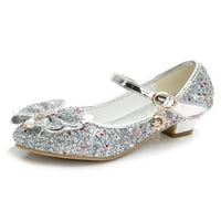 Harsuny Girls Haljine cipele Pjenušava Mary Jane Bow Princess cipela vjenčanica Ležerna udobnost Glitter Silver 7c