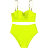 Dva kupaća za žene za žene Strappy bikini podzemne guzivne kupaći kostim pune boje visokih struka kupaći