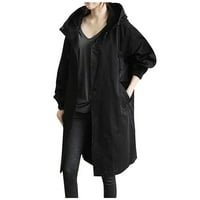 Symoidni ženski kaputi i jakne s kapuljačom - čvrsti džep za rekreativni rekreativni kaputi s kapuljačom