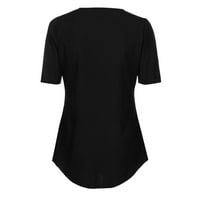 Pseurrlt Ljeto Ženske majice Loose kratki rukav Zipper Womentop bluza S-5XL