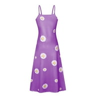Finelylove Flowy Maxi haljina Vintage mamurska haljina A-line visoko-niske dugih rukava purple m