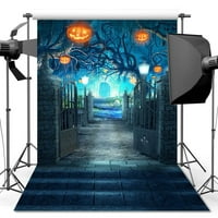 Hellodecor poliester tkanina 5x7ft Halloween grozan kamen dvorac Terror Tree bundeve Lantern Backdrop za studio rekvizito photo pozadina