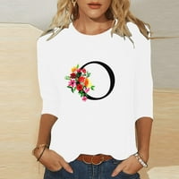 Žene Fall vrhovi cvjetno pismo tiskane košulje Plus size labav modni pulover Crewneck bluza s rukavima