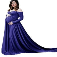 Lavender Majzni haljina za fotografiju Ženska materinstvo od ramena s dugim rukavima Fotografija Trudnice