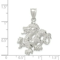 Carat u Karatsu sterling srebrna polirana završna obrada Teksturirani kineski zmaj šarm Privjesak sa sterlijskim srebrnim užad ogrlica 18 ''
