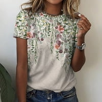 Cleance Casual majice za žene, kratki rukav vrhovi ljetni okrugli vrat modni cvjetni tiskani vitak fit