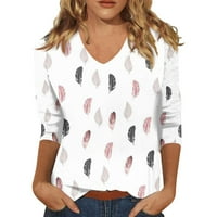 Qwertyu Slatke ženske vrhove za ljeto V izrez Dužina rukava Plus Plus veličine T majice za žene Polupankovanje