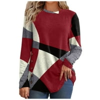 Knosfe Womens pulover Dugme Dugi rukav Žene Ležerne duksere Boja boja Geometrijske poslovne košulje