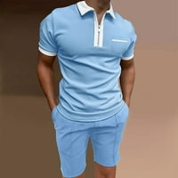 Fanxing Muške odjeće kratki rukav polo majica i kratke hlače Postavite casual atletsko odijelo Ljetni trenerke Blue, XL