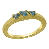 Britanci napravio 18k žuto zlato stvarni originalni plavi Topaz Womens Promise Ring - Veličina opcije