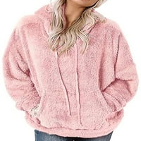 Glonme Pulover punog boja za žene Topla Sport Fleece Dukseri Labavi kapuljač Sherpa kaput ružičasta