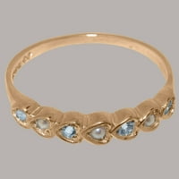 Britanci napravljeni 18K ružičasti zlatni ženski prsten sa kulturom i akvamarine vječni prsten - Opcije