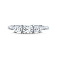 14KT bijela zlatna princeza Diamond 3-kameni prsten za vjenčani prsten za svadbe 1- cttw