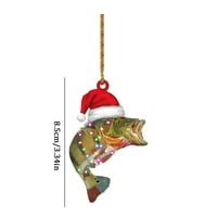 Personalizirani zeleni bas ribar Largemouth Stan 2D božićni ukrasi ukrasi stabla straga pogled zrcala