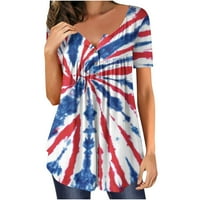 HOMADLES 4. majice Žene-teks casual slave američke države zastava Rela Fit Crew Neck kratkih rukava