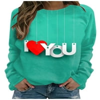 Valentinene majice za žene Romantična ljubav srca Grafički outfits Outfits dugih rukava Crewneck Pulover