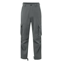 Mortilo teretni pantalone za muškarce Slim Fit, ulična ležerna sportska dvostruka nabrana dizajna čvrstog