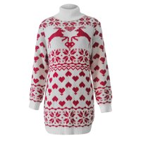 Ženska modna casual O-izrez Classic Dugi rukav Snowflake Ispiši labav džemper haljina hot25sl4485933