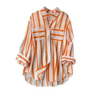 Floleo Trendy ženske vrhove plus size Majica Labavi bluza Summer casual srednje dužine vertikalna prugasta