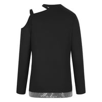 Ženske zimske ležerne majice dugih rukava Tunički vrhovi sa majicama sa masicama za bluza za bluzu crne, xl