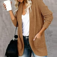 Hoksml Cardigan džemperi za žene Casual Soild Džep s dugim rukavima Plišani dugi pleteni kliren