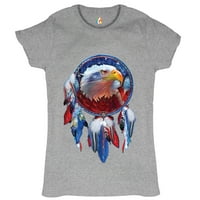 TEE Hunt American Bald Eagle Dreamcatcher majica Native američke patriotske ženske majice Tee, siva,