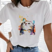 Ženski vrhovi ženske košulje pism tiskane tenske ljetne slatke majice bluza bijela l