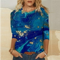 Rukav vrhovi za žene, ljetna posadna majica modni dizajn Print casual bluza Comfy mekani labavi fit
