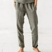 Yubatuo hlače za žene modne pamučne čvrste boje samostava elastičnih džepova pantalone ženske hlače